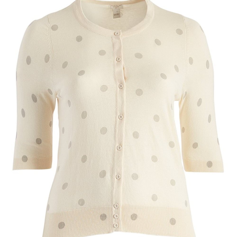 Women's Plus Size Polka Dots Lightweight Cardigan by Melrose Chic…  Color:Grey